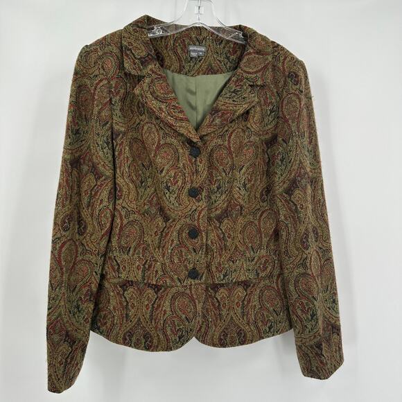 Anthracite Women Blazer Sz 14 Paisley Tapestry Vintage Boho Cottagecore Academia - Picture 1 of 7